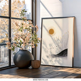 Minimalist Landscape Wall Art, Abstract Sun Print, Bohemian Art Decor, Modern Scenery Artwork, Contemporary Wall Hanging - Tawshia