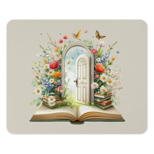 Floral Door Mouse Pad, Book Lover Gift, Spring Butterfly Desk Decor, Unique Computer Accessory, Cottagecore Aesthetic, Office Gift - Tawshia