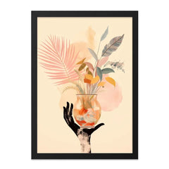 Botanical Wall Art, Hand Holding Vase, Floral Print, Modern Art Decor, Unique Gift, Home Decor, Nature Inspired Wall Art - Tawshia