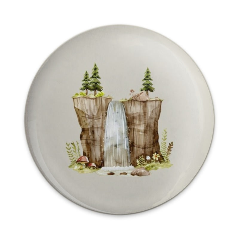 Waterfall Cliff Pinback Button, Nature Badge, Woodland Decor, Scenic Button, Tree and Waterfall Pin, Forest Button, Adventure Gift - Tawshia