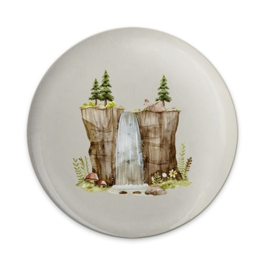 Waterfall Cliff Pinback Button, Nature Badge, Woodland Decor, Scenic Button, Tree and Waterfall Pin, Forest Button, Adventure Gift - Tawshia