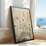 Floral Wall Art Print, Poppy Flower Painting, Botanical Art, Pastel Flower Art, Flower Field Art, Modern Home Decor, Framed Art, Wall Decor - Tawshia