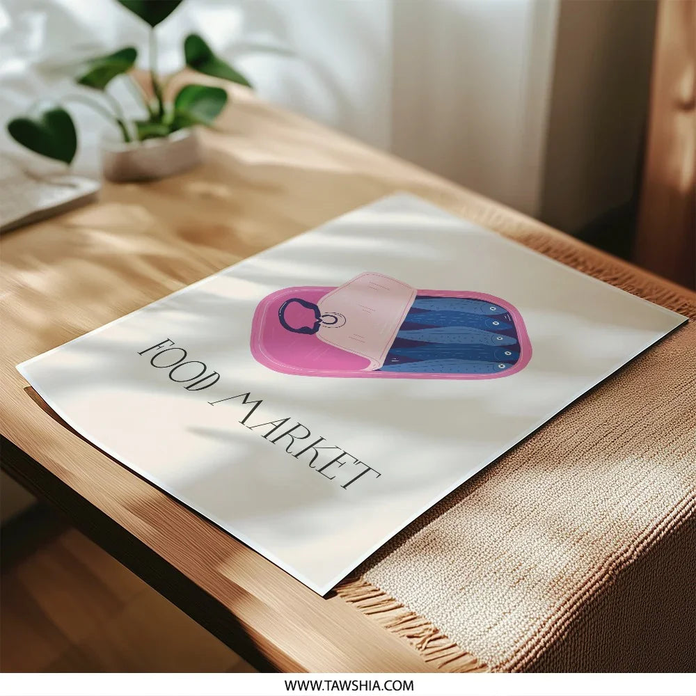 Sardine Photographic Print, Food Market Art, Seafood Illustration, Kitchen Decor, Modern Wall Art, Unique Gift Idea, Fish Lover Gift - Tawshia