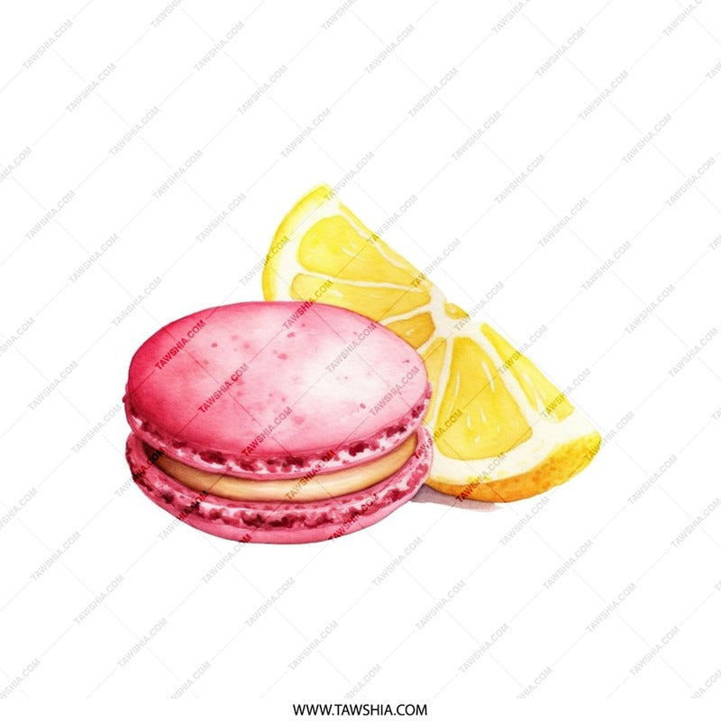 Macaron Pillow, Lemon Slice Art, Foodie Home Decor, Watercolor Pillow, Sweet Treat Cushion, Kitchen Accent Pillow, Dessert Lover Gift - Tawshia