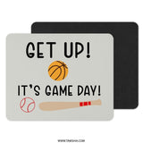 Get Up Its Game Day Mouse Pad, Basketball Baseball Bat Design, Sports Fan Gift, Unique Desk Decor, Office Accessory - Tawshia