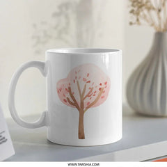 Watercolor Tree Mug, Pink Blossom Mug, Floral Coffee Cup, Springtime Gift, Cute Tree Lover Gift, Tree of Life Mug, Nature Lover SKU: MG10004211 - Tawshia