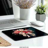 Floral Bouquet Mouse Pad, Red Roses, Cute Bow, Elegant, Computer Accessory, Desk Decor, Trendy Mousepad, Gift Idea - Tawshia