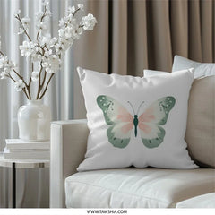 Butterfly Pillow, Insect Art Pillow, Nature Home Decor, Pastel Colors Pillow, Spring Pillow, Butterfly Gifts - Tawshia