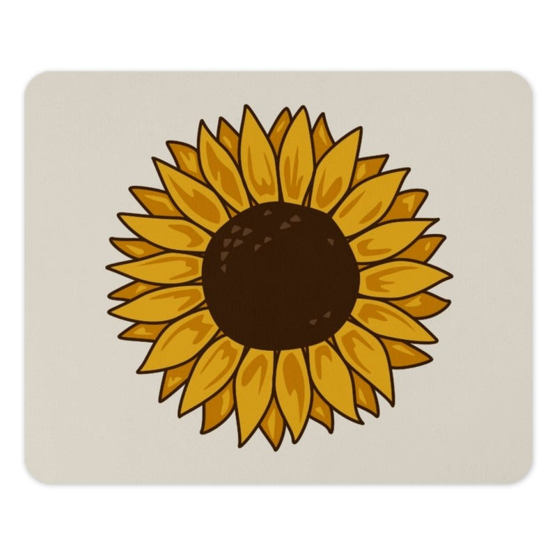 Sunflower Mouse Pad, Floral Desk Decor, Cute Office Accessory, Botanical Computer Mat, Sunflower Lover Gift, Aesthetic Workspace - Tawshia