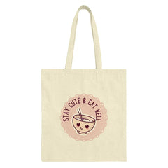 Cute Bowl of Noodles Tote Bag, Stay Cute Eat Well Tote, Kawaii Food Lover Gift, Foodie Shopper Bag, Unique Tote Bag, Everyday Tote - Tawshia