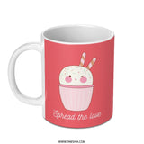 Cute Bunny Cupcake Mug, Spread the Love Mug, Kawaii Cupcake, Fun Mug, Gift for Her, Novelty Mug, Sweet Treat Mug, Baking Lover - Tawshia