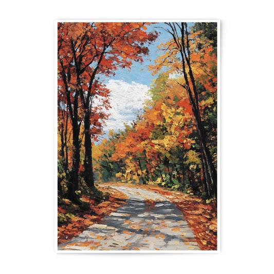 Autumn Road Photographic Print, Fall Foliage Art, Scenic Landscape Decor, Colorful Trees Fine Art Print, Nature Photography Home Decor - Tawshia