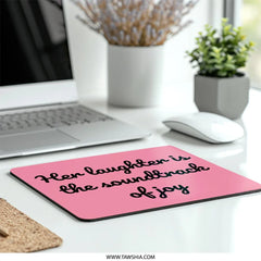 Laughter Soundtrack Mouse Pad, Joyful Quote Desk Decor, Pink Office Gift, Inspirational Mousepad, Funny Computer Accessory - Tawshia