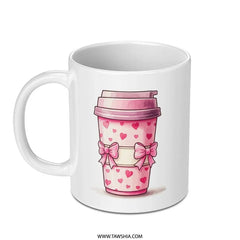 Pink Coffee Mug, Heart Mug, Cute Mug, Valentine Mug, Coffee Lover Gift, Gift For Her, Drinkware, Novelty Mug, Valentine's Day Gift - Tawshia