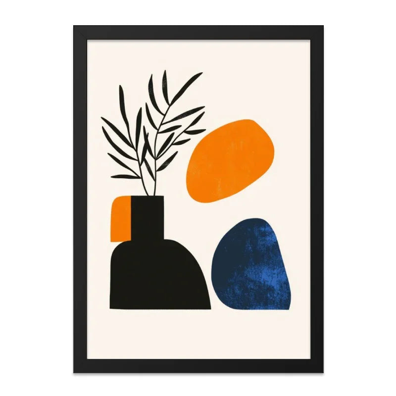 Abstract Still Life Wall Art, Modern Art Print, Botanical Art, Home Decor, Scandinavian Art, Minimalist Decor, Orange Blue Decor - Tawshia