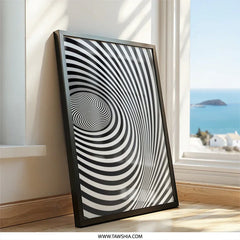 Hypnotic Vortex Wall Art, Optical Illusion Print, Abstract Art, Modern Home Decor, Black and White Art - Tawshia