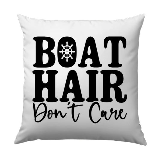 Boat Hair Don't Care Pillow, Nautical Pillow, Boating Lover Gift, Funny Boat Pillow, Lake House Decor, Dock Life Pillow, Captain Pillow - Tawshia