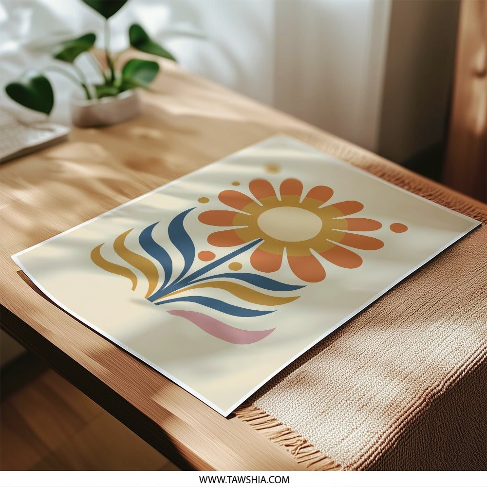 Retro Flower Photographic Print, Floral Art Print, 70s Inspired Wall Decor, Botanical Print, Groovy Home Decor, Flower Power - Tawshia