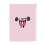 Donut Lifting Weights Photographic Prints, Funny Food Art, Gym Lover Gift, Cute Cartoon Character, Unique Wall Decor, Home Decor - Tawshia