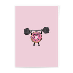 Donut Lifting Weights Photographic Prints, Funny Food Art, Gym Lover Gift, Cute Cartoon Character, Unique Wall Decor, Home Decor - Tawshia