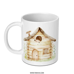 Hedgehog Home Mug, Cute Animal Coffee Mug, Forest Friends Tea Mug, Whimsical Log Cabin, Gift For Animal Lovers, Unique Kitchen Decor - Tawshia