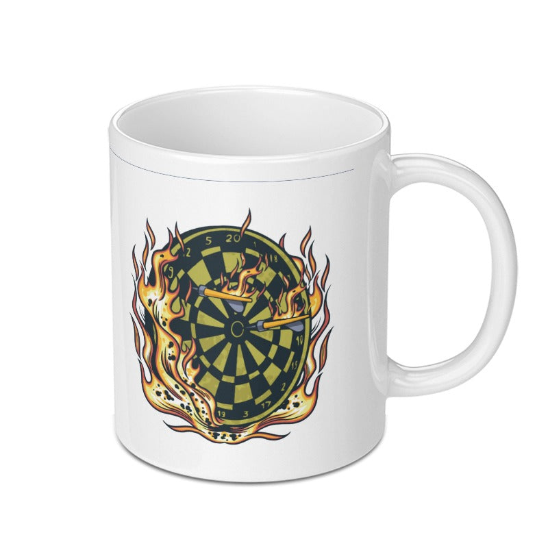 Dartboard Design with Flames White Mug product