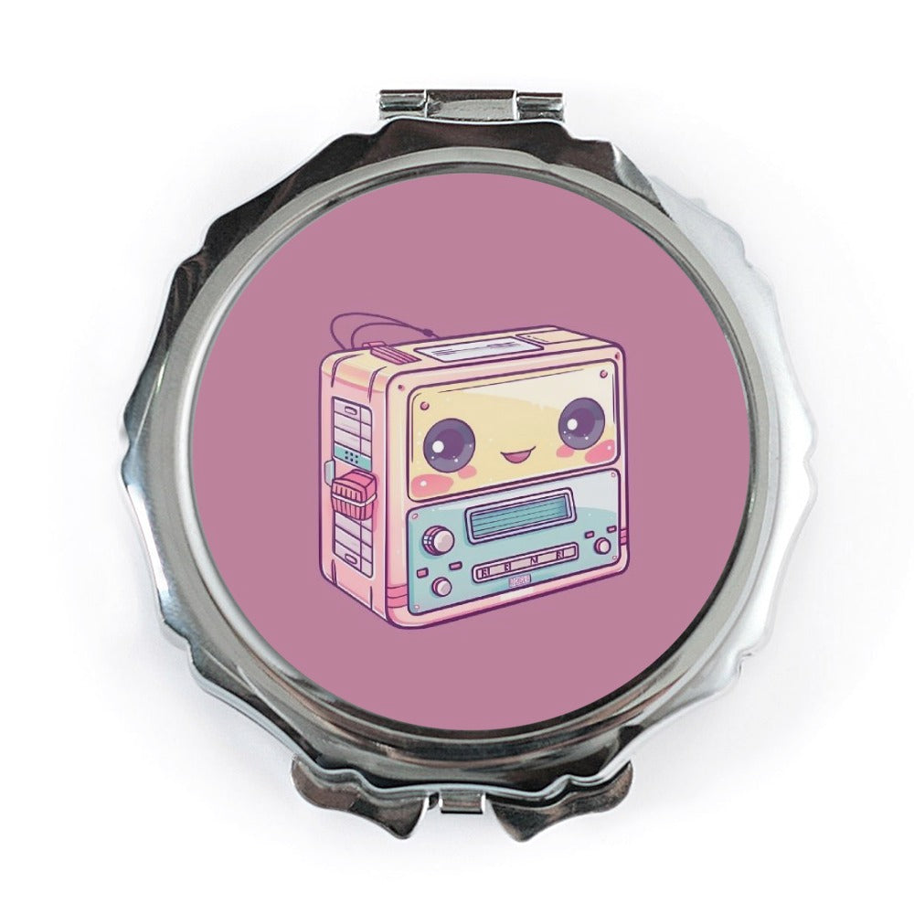 Kawaii Cassette Player Pocket Mirror, Cute Anime Retro 80s Walkman Vanity Mirror, Nostalgic Music Lover Gift, Portable Makeup Mirror - Tawshia