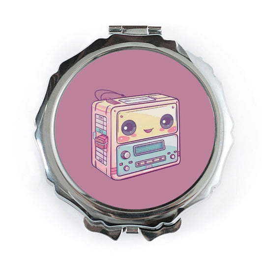 Kawaii Cassette Player Pocket Mirror, Cute Anime Retro 80s Walkman Vanity Mirror, Nostalgic Music Lover Gift, Portable Makeup Mirror - Tawshia