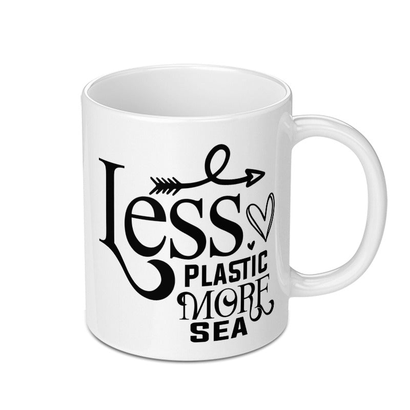 Less Plastic More Sea Mug, Ocean Lover Mug, Environmental Gift, Eco Friendly Gift, Save the Ocean Mug, Ocean Conservation, Gift For Her - Tawshia