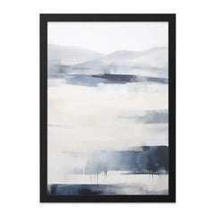 Abstract Landscape Wall Art, Blue Gray Painting Print, Minimalist Mountain Art, Modern Home Decor, Contemporary Wall Hanging, Framed Artwork - Tawshia