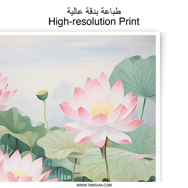 Pink Lotus Flower Photographic Print, Floral Wall Art, Botanical Decor, Serene Water Garden, Nature Fine Art, Elegant Home Decor - Tawshia