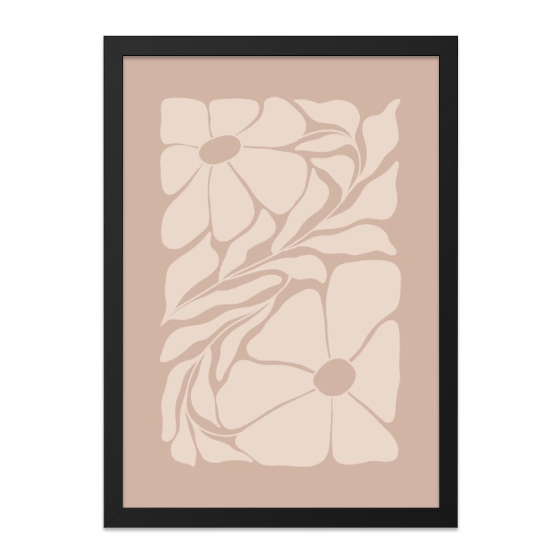 Beige Floral Wall Art, Neutral Tone Print, Modern Flower Art, Minimalist Botanical Decor, Aesthetic Room Decor, Abstract Floral Print - Tawshia