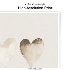 Hearts Photographic Print, Neutral Wall Art, Minimalist Decor, Beige Heart Artwork, Modern Heart Prints, Home Decor, Wall Decor - Tawshia