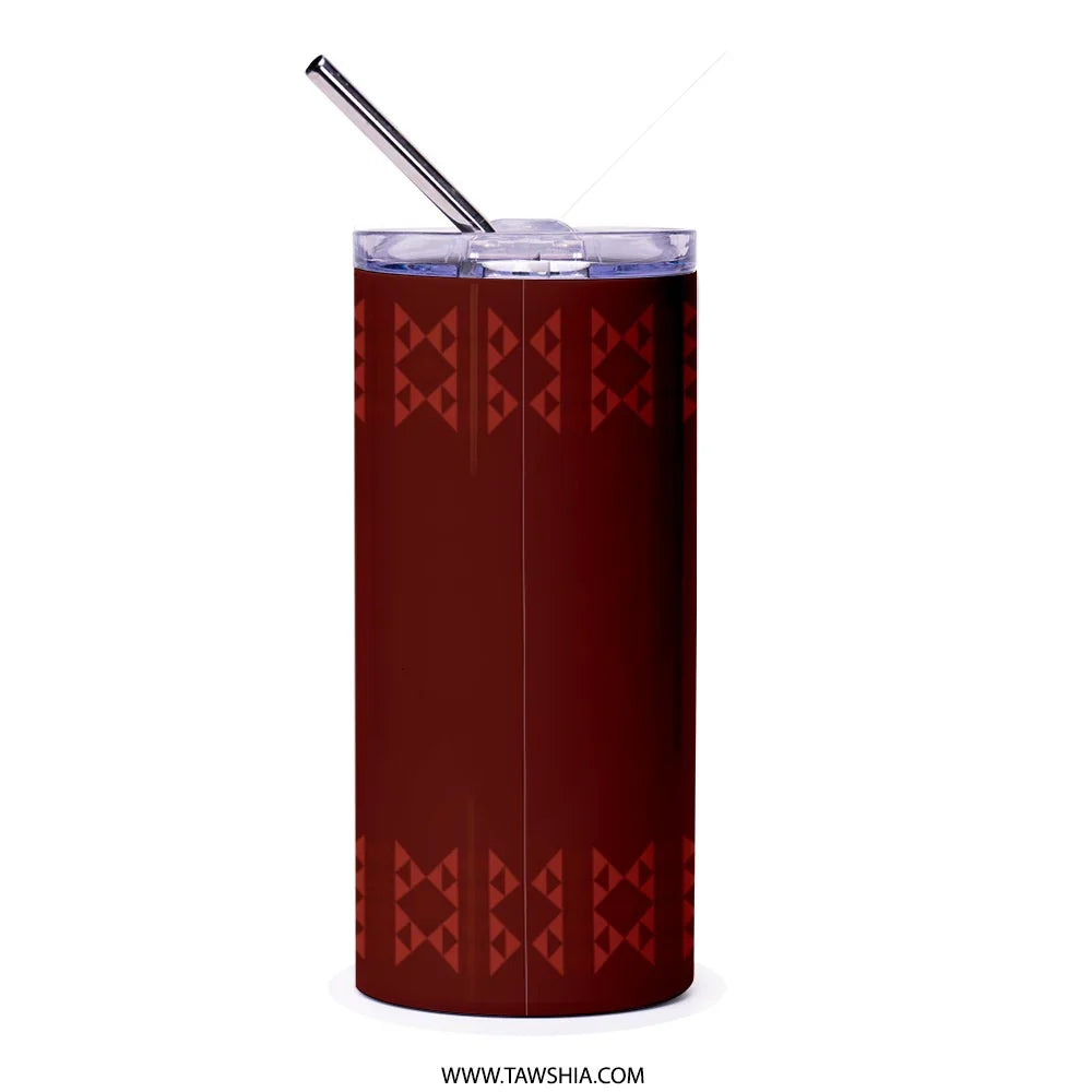 Geometric Patterned Red Tumbler with Straw Drinkware product
