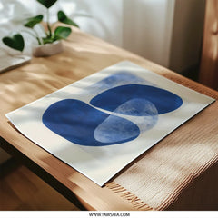 Indigo Abstract Photographic Print, Modern Art Home Decor, Minimalist Wall Art, Blue Shapes Artwork, Trendy Graphic Print - Tawshia