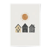 Boho Houses Photographic Print, Minimalist Art Print, Nursery Decor, Modern Wall Art, Sunshine Print, Home Decor, Kids Room Art - Tawshia