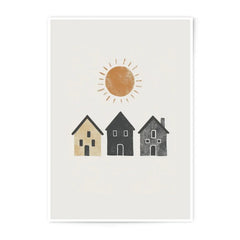 Boho Houses Photographic Print, Minimalist Art Print, Nursery Decor, Modern Wall Art, Sunshine Print, Home Decor, Kids Room Art - Tawshia