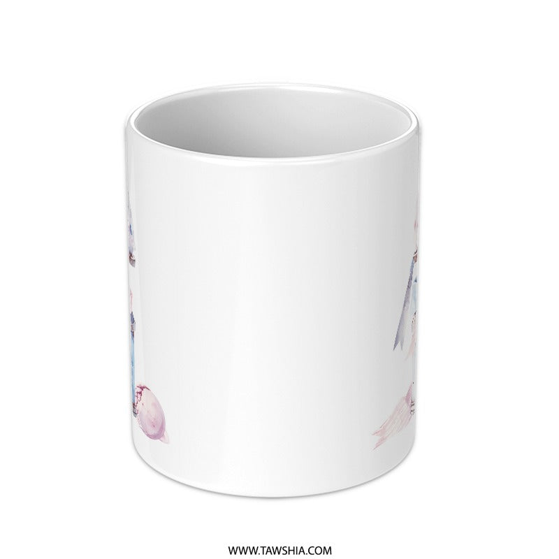 Watercolor Cake Safe Mug, Whimsical Foodie Gift, Pink Blue Kitchen Decor, Cute Bakery Lover Coffee Cup, Unique Art Gift Mug - Tawshia