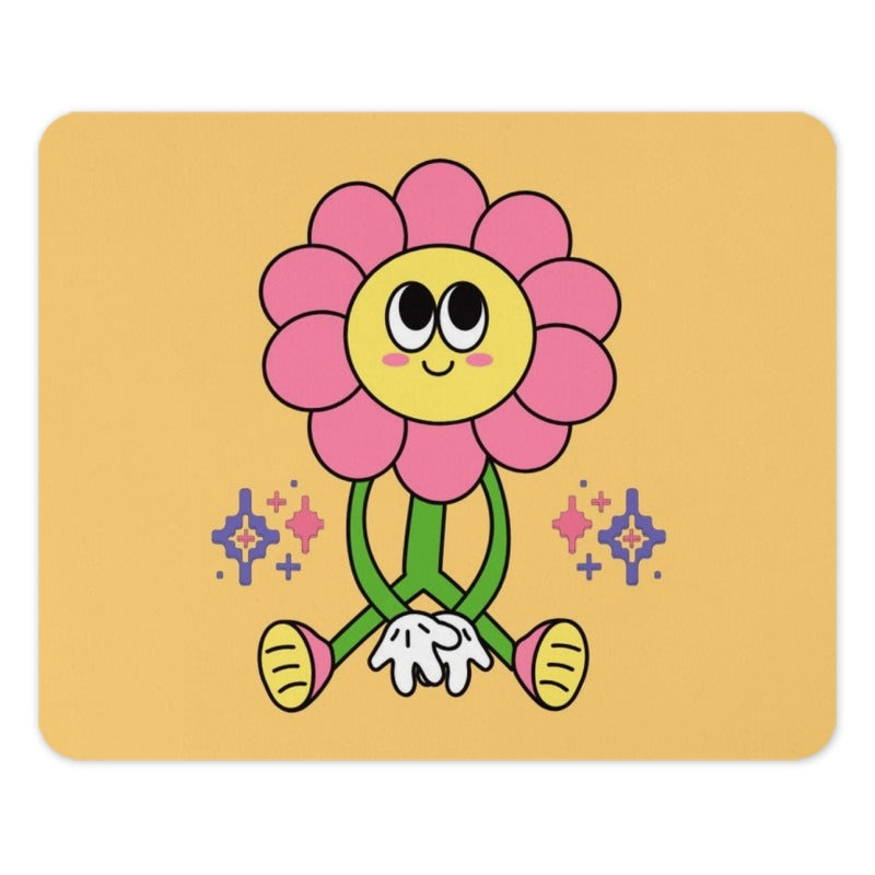 Groovy Flower Mouse Pad, Retro Computer Accessory, Cute Desk Decor, Floral Gaming Pad, Trendy Office Gift, Y2K Style Mouse Mat - Tawshia