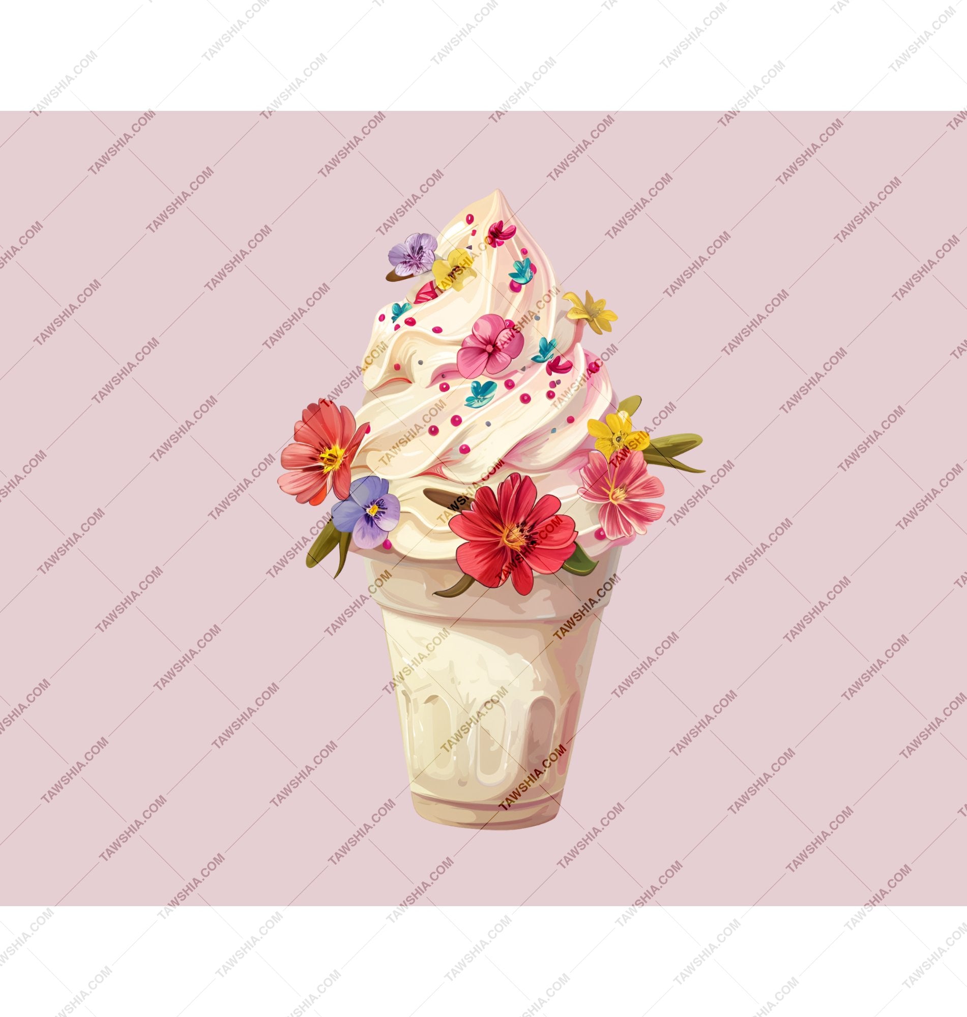 Floral Decorated Ice Cream Cup with Sprinkles product