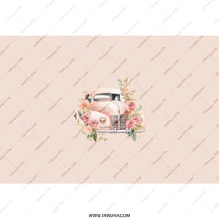 Vintage Truck Tumbler, Floral Truck Tumbler, Retro Car Tumbler, Flower Tumbler, Cute Tumbler, Travel Tumbler, Gift for Her, Car Lover Gift - Tawshia