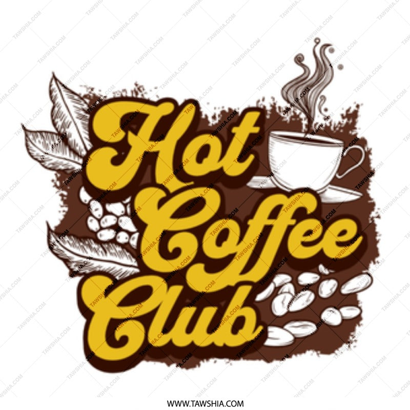 Hot Coffee Club Mug, Retro Style Mug, Coffee Lover Gift Mug, Caffeine Addict Mug, Morning Coffee Mug, Gift for Friend, Home Decor Mug - Tawshia