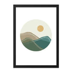 Minimalist Landscape Wall Art, Mountain Sun Print, Neutral Tone Decor, Boho Home Wall Decor, Modern Art Print - Tawshia