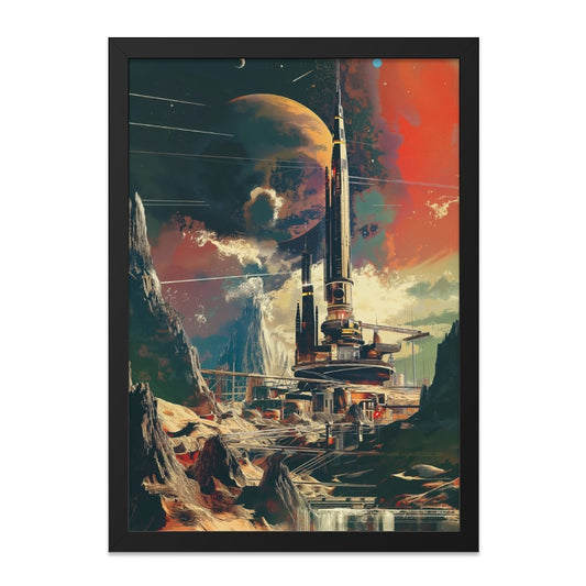 Sci Fi Wall Art, Futuristic Cityscape Print, Space Station Artwork, Fantasy Landscape, Retro Sci Fi Decor, Science Fiction Gift - Tawshia