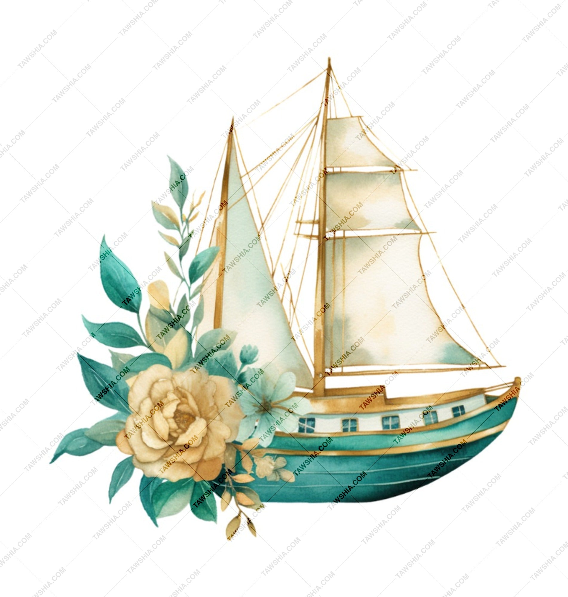 Floral Sailboat Mug, Nautical Coffee Cup, Watercolor Sailing Ship Gift, Ocean Lover Present, Unique Gift for Seafarers, Sea Theme Mug - Tawshia