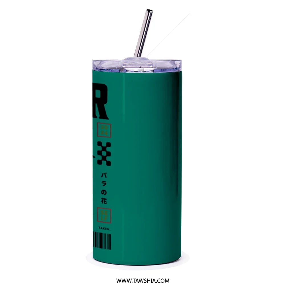 Green Insulated Tumbler with Straw and Text design product type