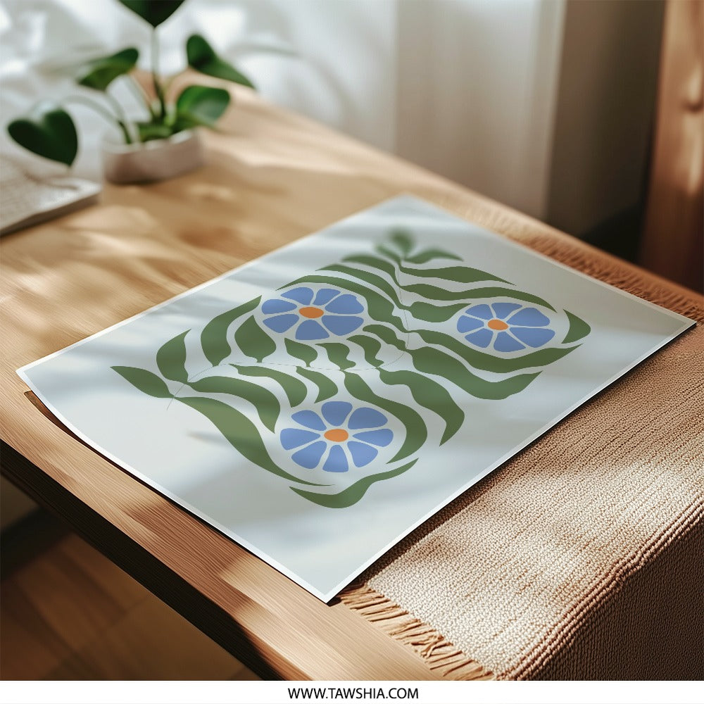 Blue Flower Photographic Print, Botanical Art Print, Floral Wall Decor, Modern Flower Art, Nature Inspired Print, Home Decor, Floral Print - Tawshia