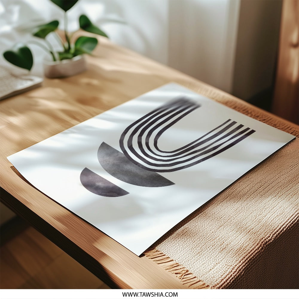 Abstract Art Photographic Print, Minimalist Wall Art, Geometric Shapes Print, Modern Home Decor, Line Art Print - Tawshia