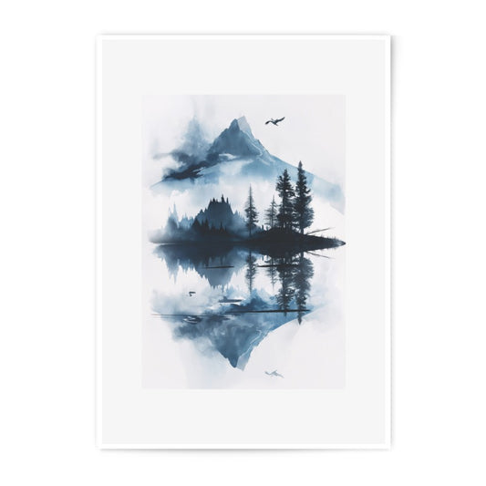 Mountain Lake Photographic Print, Reflection Art, Nature Photo, Home Decor, Wall Art, Landscape Photography - Tawshia