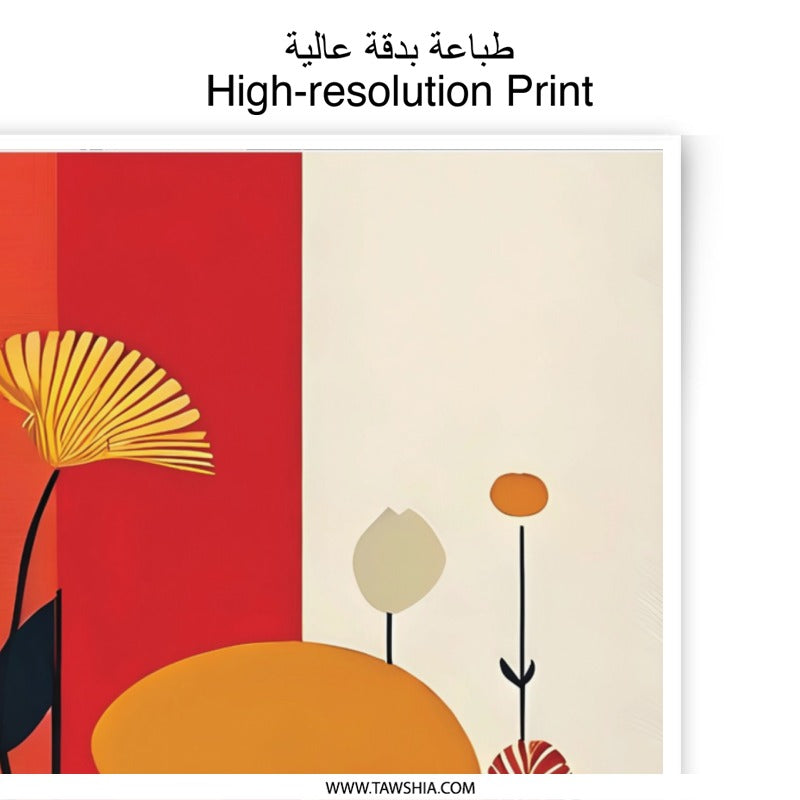 Abstract Floral Photographic Print, Modern Botanical Art, Red and Orange Flower Print, Minimalist Wall Decor, Home Decor - Tawshia